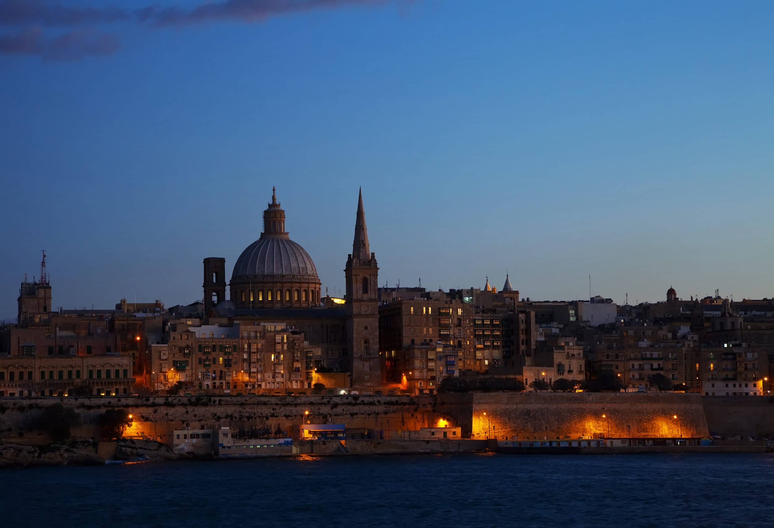 Night view of Valletta Malta